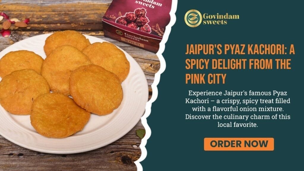 Jaipur's pyaz kachori cut open to reveal spicy onion filling, served with chutney