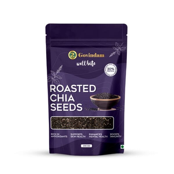 Perfectly roasted chia seeds showing rich color and texture