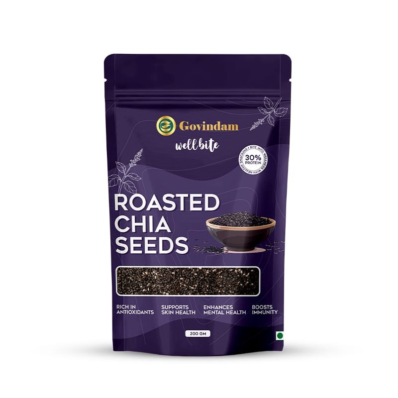 Perfectly roasted chia seeds showing rich color and texture