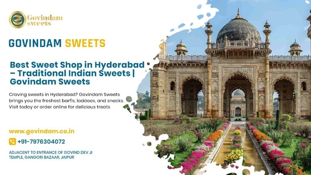 Premium sweet collection Hyderabad showing traditional ladoos barfi specialties