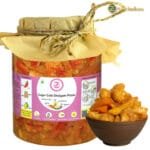 Premium jar of Gobhi Shalgam pickle showing vegetable pieces