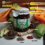 Premium jar of mango chunda with Gujarati design elements